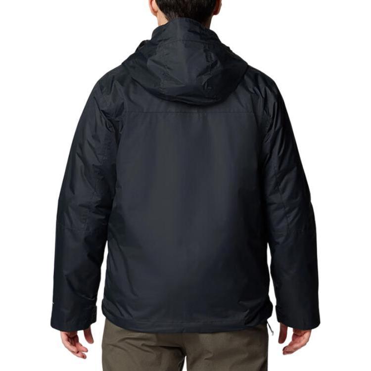 Columbia Hiking Solid Color Zipper Hooded Long Sleeve Three-In-One Fleece Liner Waterproof Windproof Warm Jacket Men Jacket Black WE3321-010