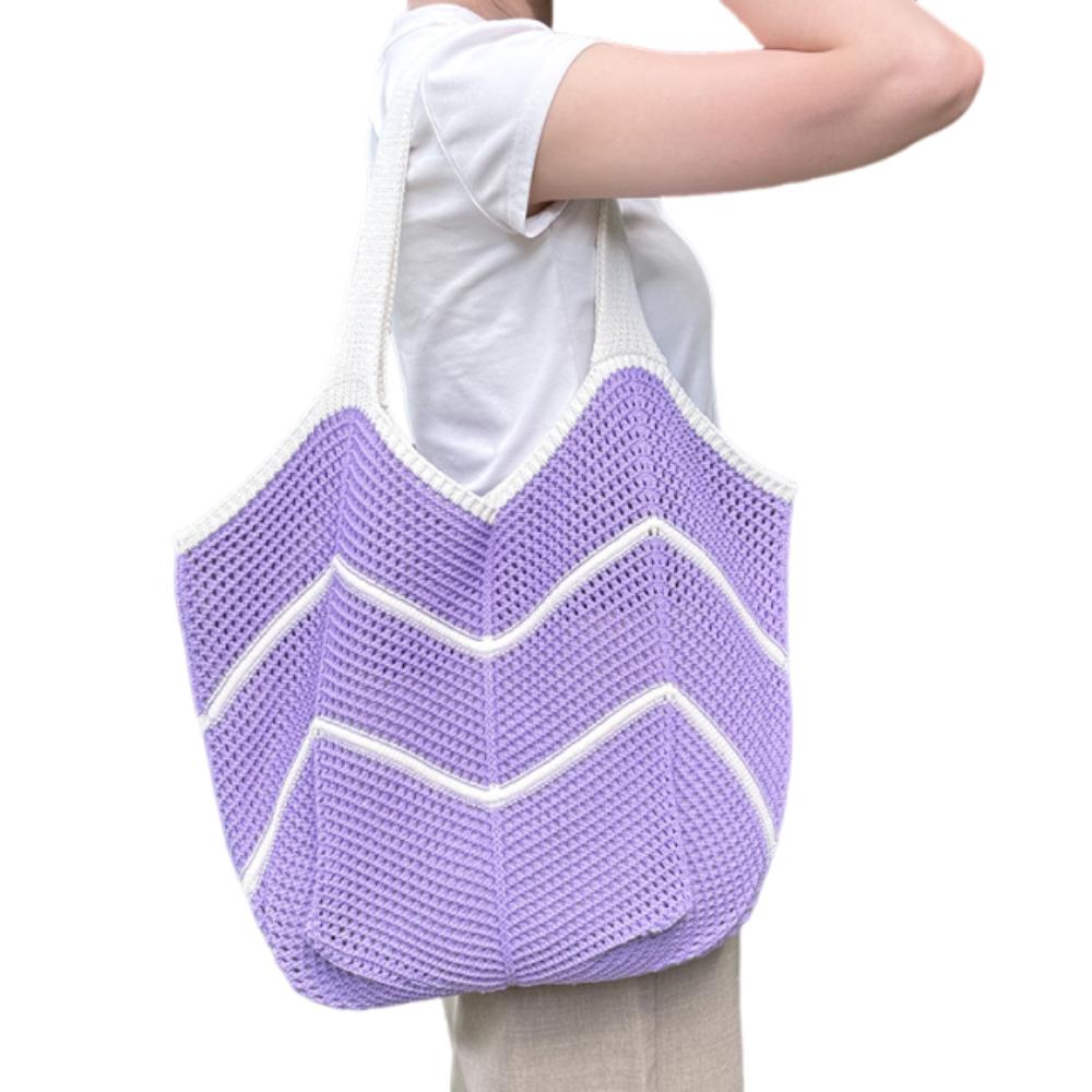 Sweet Knitted Shoulder Bag Hollowed Out Beach Bag Fashion Crochet Tote Bag  Summer