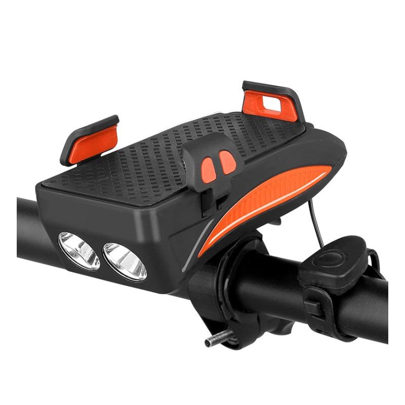 Przednia lampka rowerowa 4 w 1 Ładowanie Mocne światło Nocna lampka do jazdy z klaksonem Rowerowy uchwyt na telefon komórkowy Akcesoria do sprzętu jeździeckiego