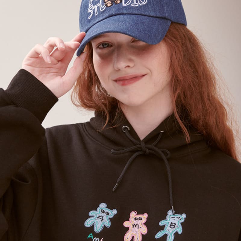 

AMBLER Smile bear-Denim Cap Ball Cap AH501 (Medium-Indigo) FREE