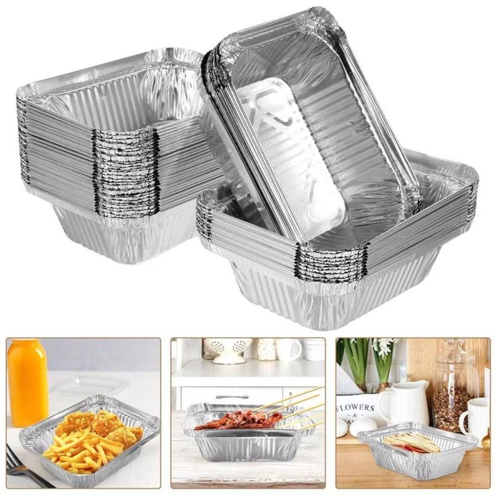 50Pcs 230-700ML Cake Baking Foil Box Non-stick Disposable Oven Cooking Pan  Air Fryer