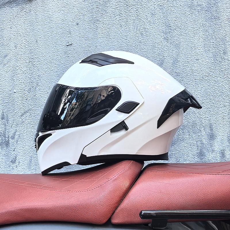 Motorcycle Helmet Peeling Helmet Double Lens Big Tail Locomotive Racing Helmet Running Helmet Men and Women Keep Warm In Winter
