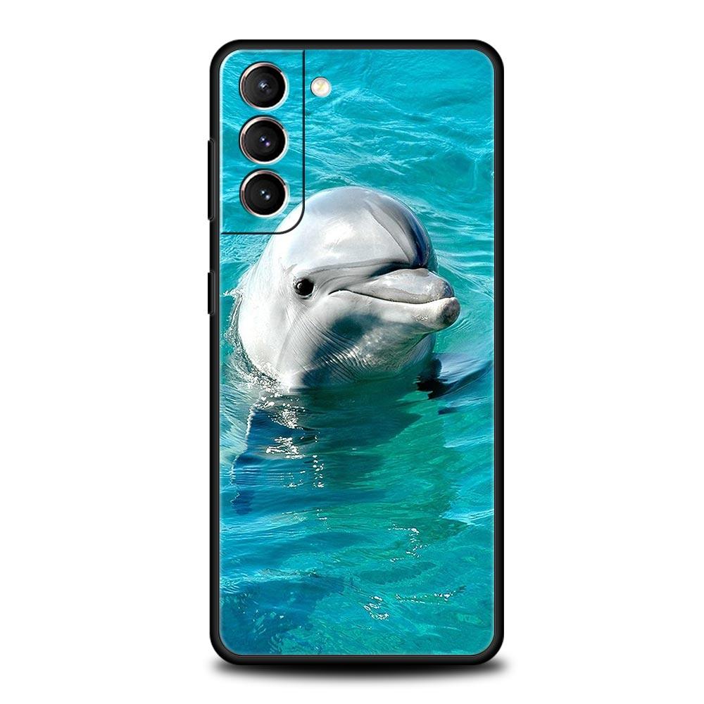 Ocean Animal Dolphin Phone Case For Samsung Galaxy S26 Ultra S25 Plus S24 FE S23 S22 5G S21 S20 Cover Black Soft