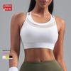 Juyitang European Size Shockproof Sports Bra with Thin Straps and Fixed Cups for Yoga
