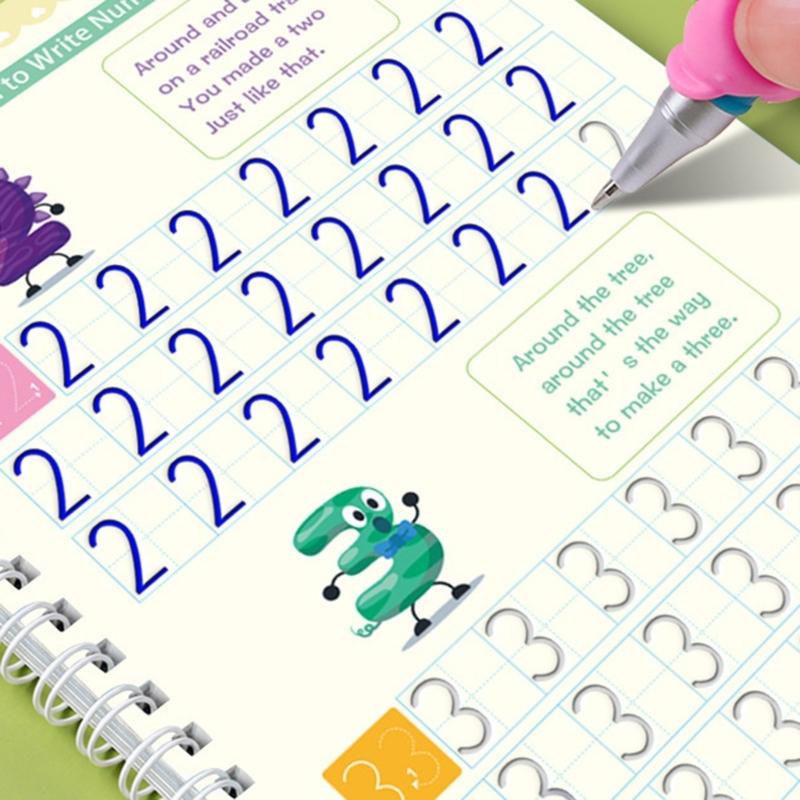 4Pcs Childrens Calligraphy Practice Workbook Magical Handwriting Practice Book For Kid Early Writing Skills Development