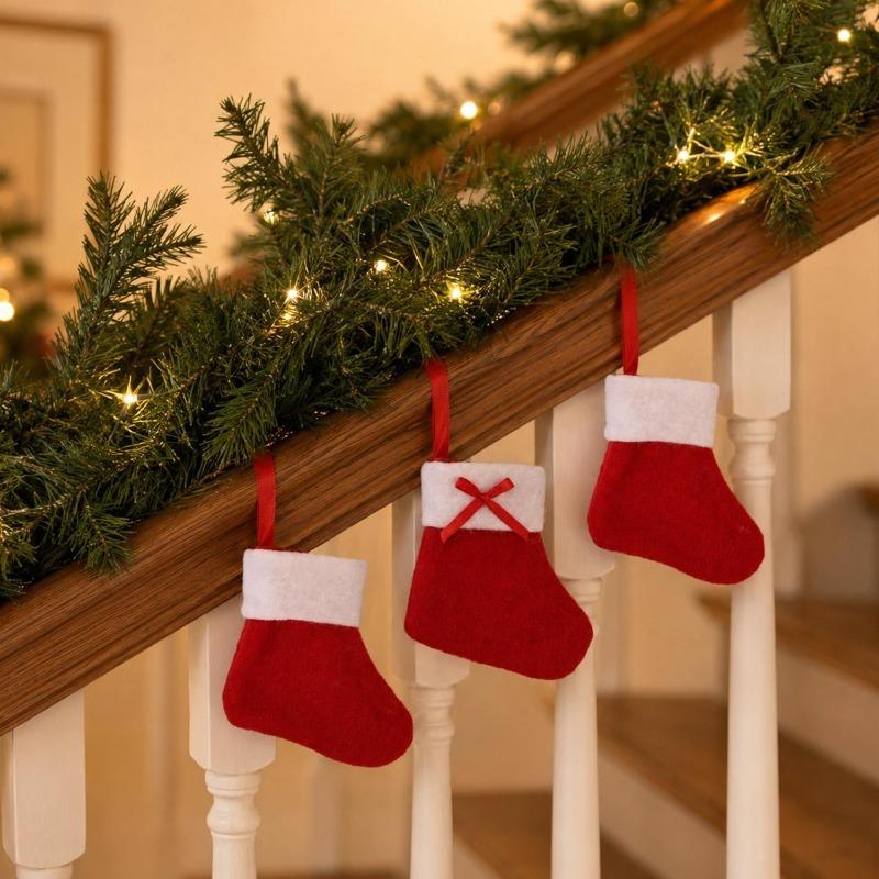 Christmas Socks Decoration Small Boots Children New Year Candy Bag Gift Fireplace Tree Hanging Bags Home Party Holiday Ornament