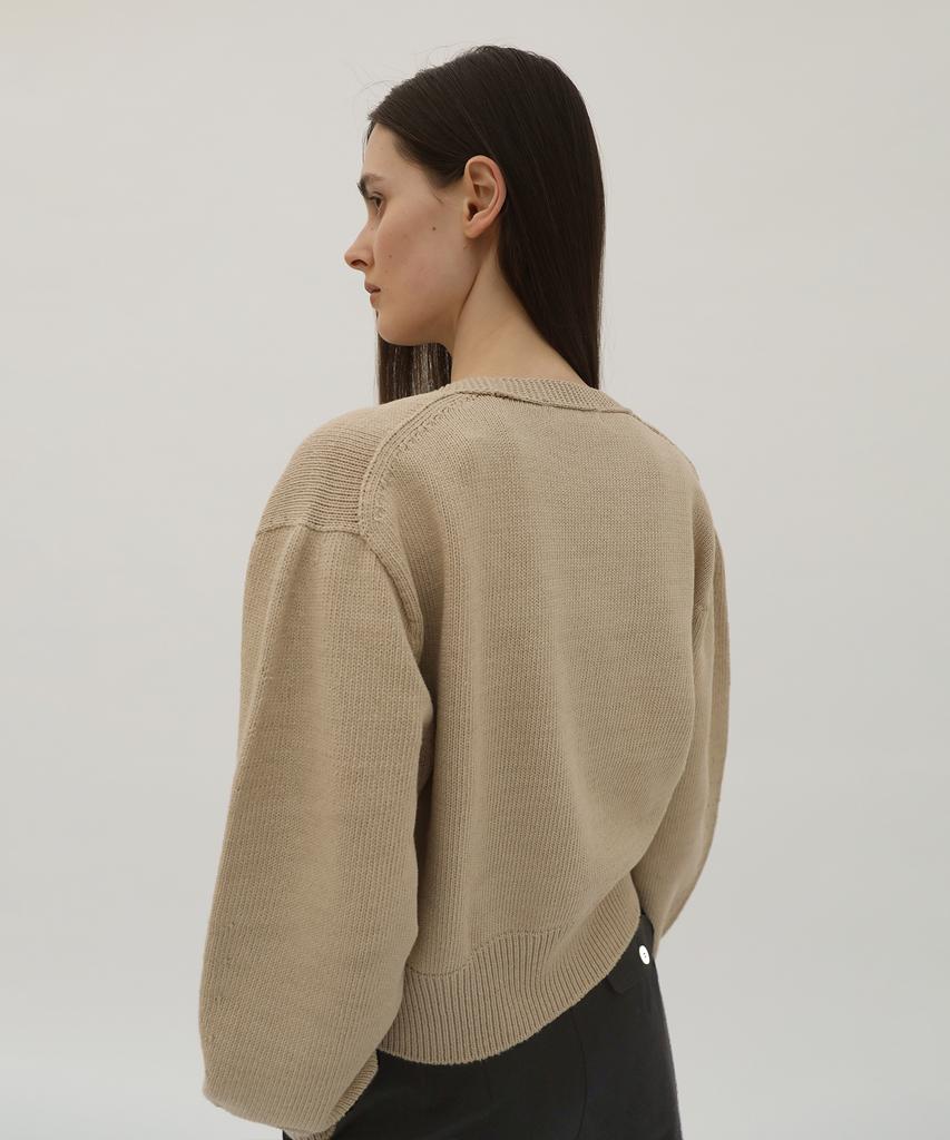 Levar Wholegarment Hidden Button Knit Cardigan - Beige