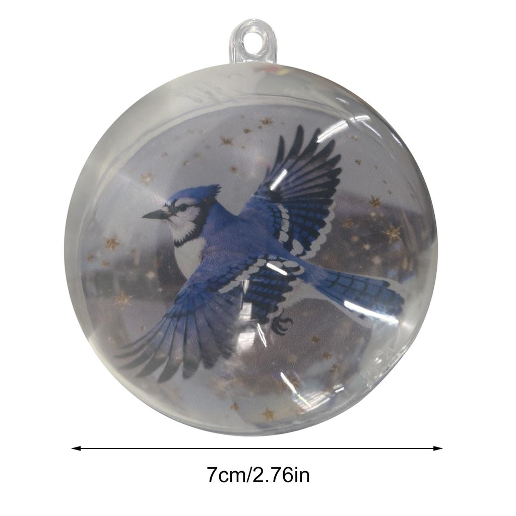 Christmas Nature's Bird Glass Tree Ornaments Xmas PVC Clear Balls Crystal Glass Hanging Pendant for Home Holiday Party Decor