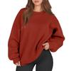Women's Fashion Long Sleeve Solid Color Round Neck Loose Oversize Pullover Sweater Top