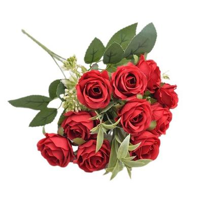 Silk Red Rose Bouquet Artificial Flowers Wedding Accessories Peony Fake Flower DIY for Wedding Party Table Vase Home Decoration