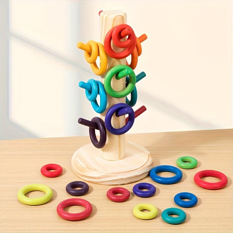Infant and Toddler Color Sorting Rainbow Macaron Shape Recognition Educational Wooden Toy Home Decor