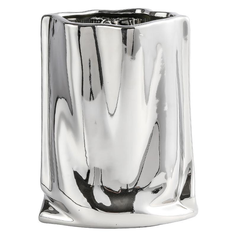 Moderne Keramik-Plissee-Galvanikvase, Hydrokultur-Blumen, getrocknete Blumen, Wohnzimmer-Dekoration, kreative Heimdekoration
