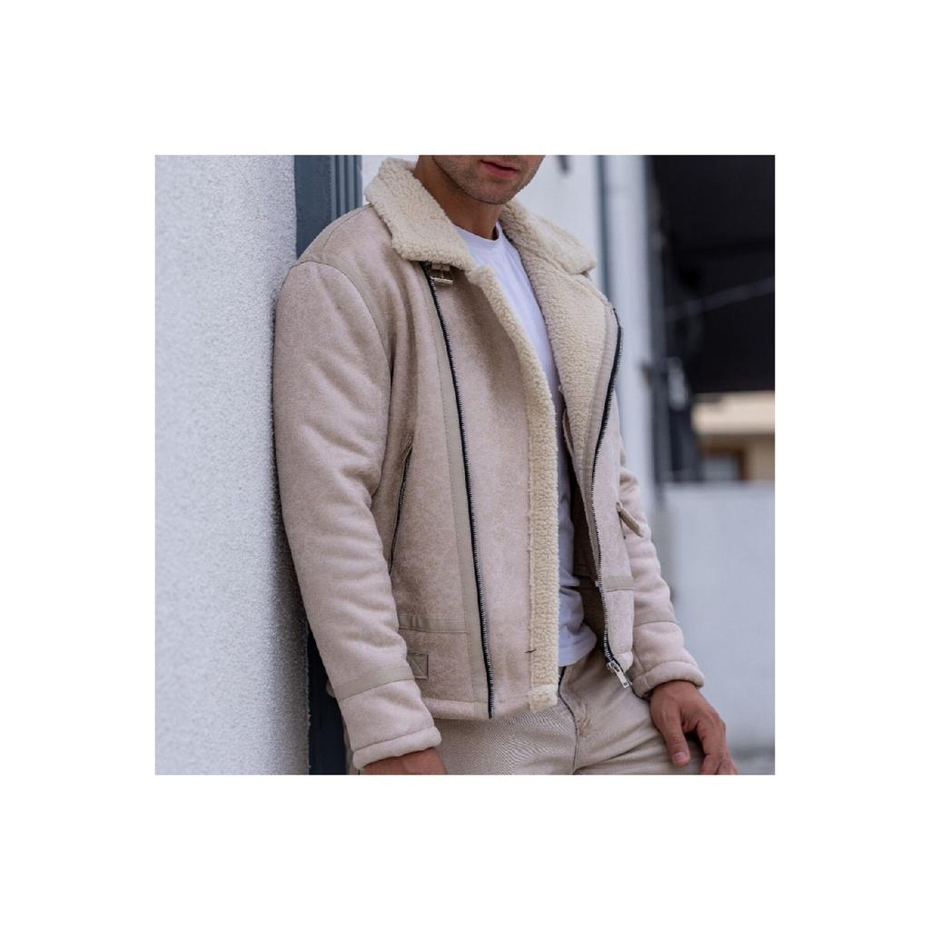 Men's Tan Color Napa Leather Cross Model Coat