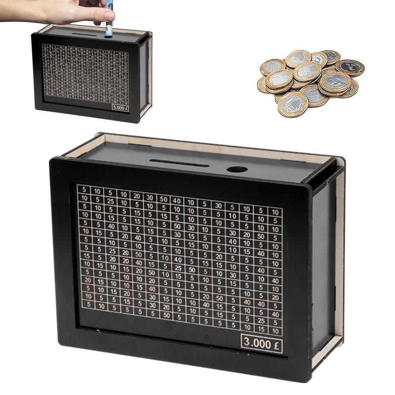 Svart gjenbrukbar sparegris med penger Målteller sparegris Gjør-det-selv-sparekassehåndverk Hjem for hjelper vanen med å spare