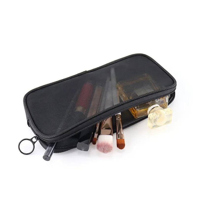 Mesh Cosmetic Sanitary Napkin Pad Bag Zipper Toiletry Organizer Makeup Bag Transparent Women Lipstick Washing Storage Pouch