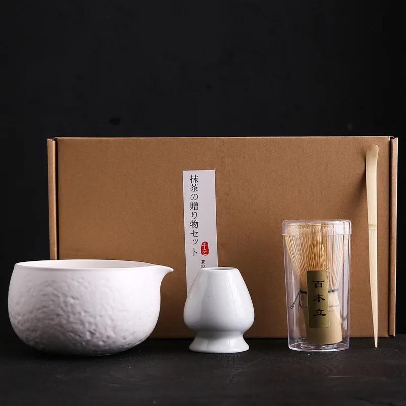 Japanese Matcha Tea Set Bamboo Tea Brush Ceramic Tea Bowl Composition Chinese Traditional Handmade Tea Tools Holiday Gifts