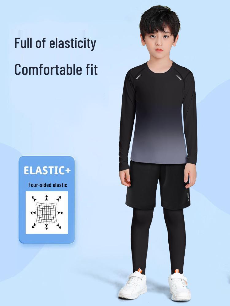 Autumn Quick-Drying Sports Suit: Boys' Basketball & Football Training Outfit with Tight-Fitting Winter Fitness Clothes for Teens
