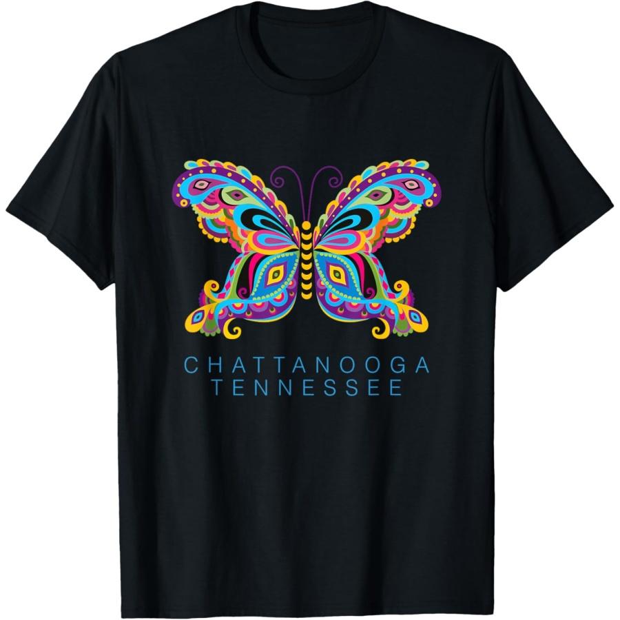 Chattanooga Tennessee Souvenir Butterfly Graphic T-Shirt XXXXXL чёрный