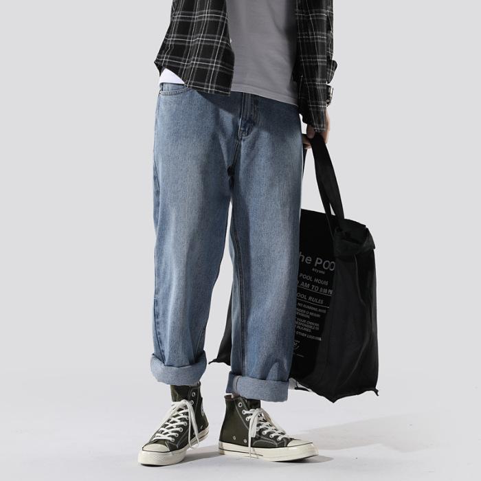 Wide Leg Pants  Dark Blue Jeans  Pants for Men  Baggy Jeans Loose Straight Trousers