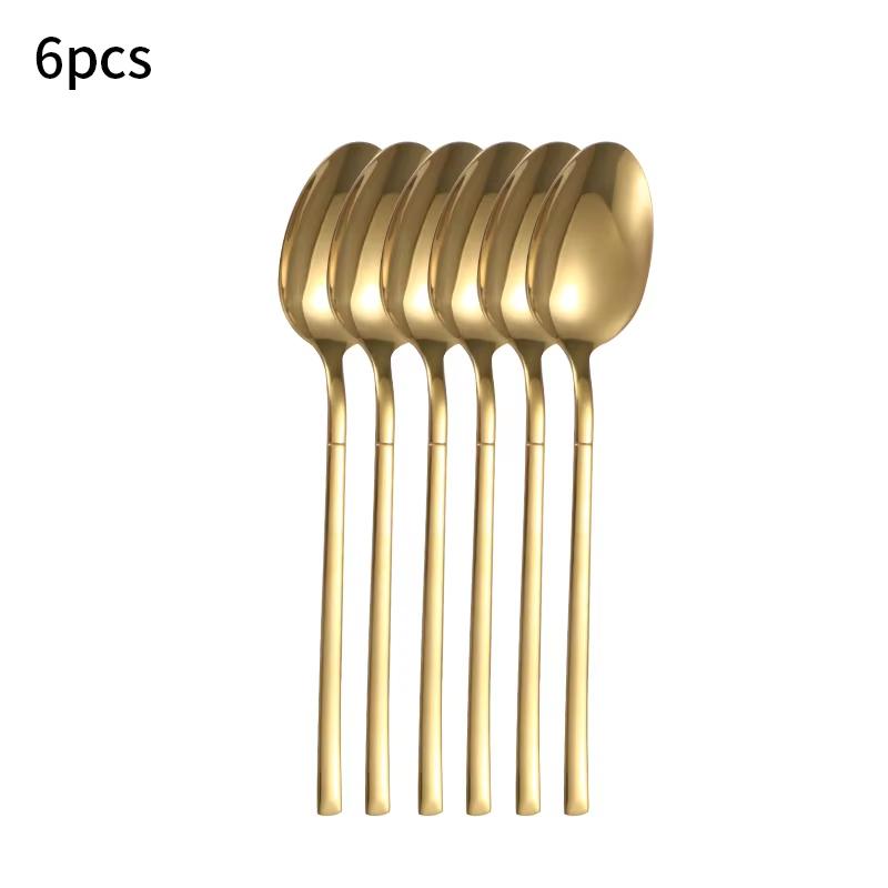 5/6/30pcs Household Stainless Steel Tableware Including Knife, Fork, Spoon, Dessert Spoon, Fruit Fork, Exquisite Dinner Tablewar