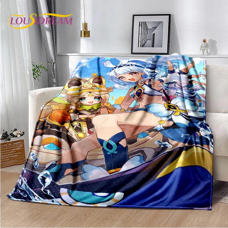 New Genshin Impact Character Solo Cartoon Game Soft Blanket,Soft Throw Blanket for Home Bedroom Bed Sofa Picnic Child Gift