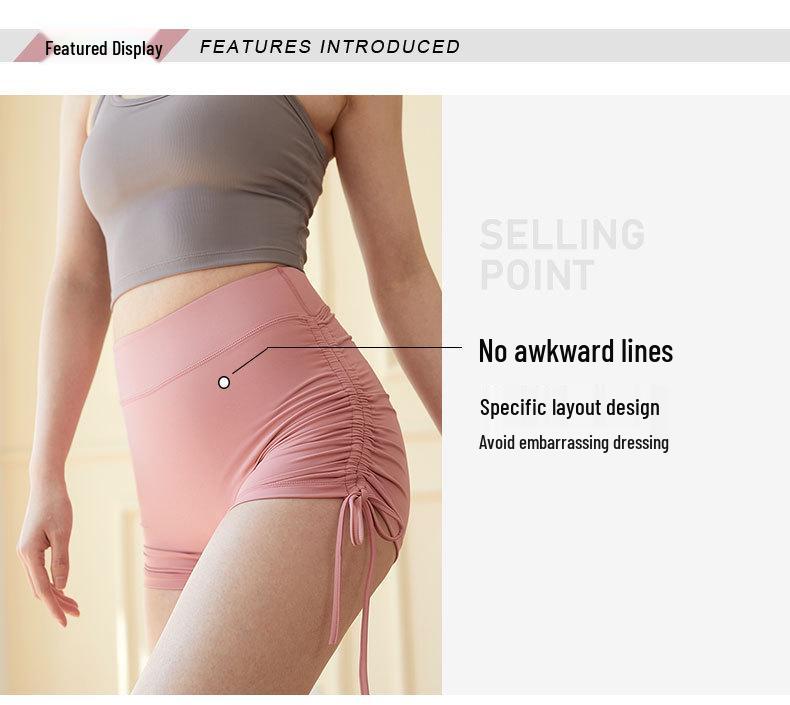 Women's Nude Feel Drawstring Yoga Shorts - Butt-Lifting, Seamless, Three-Point Fit for Running & Fitness