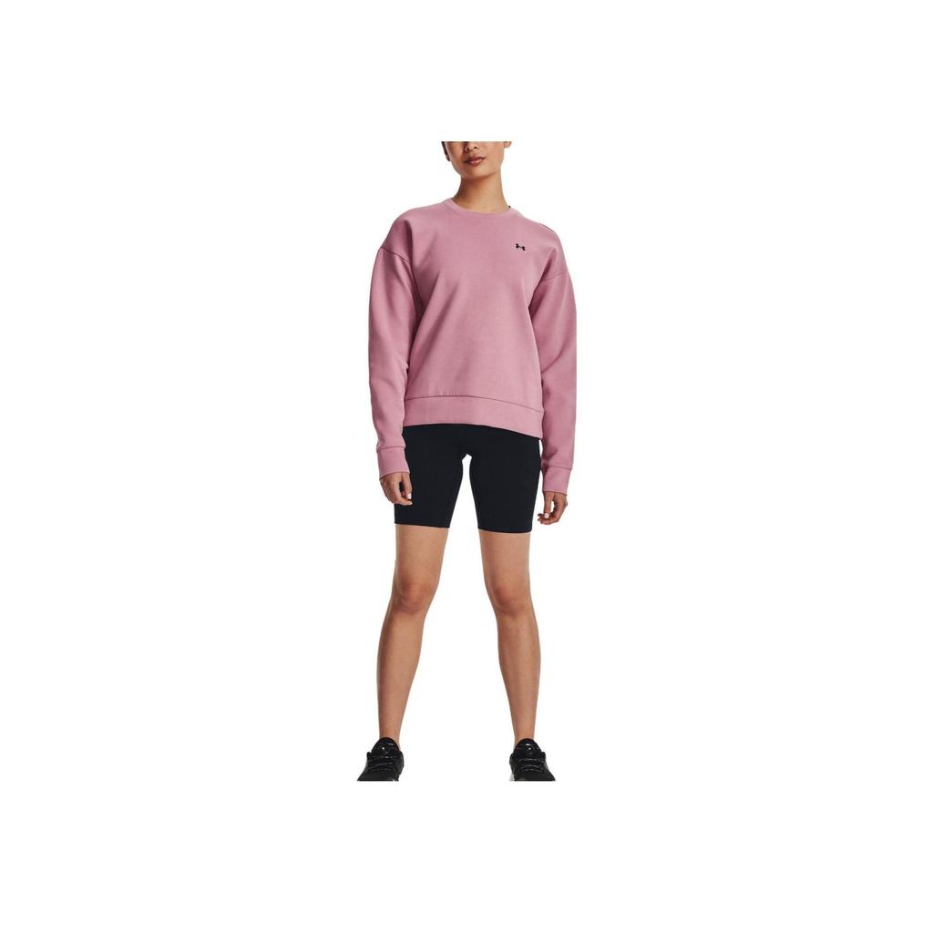 Under Armour Solid Color Loose Fit Crew Neck Long Sleeve Sweatshirt Women Tops Pink 1379835-697
