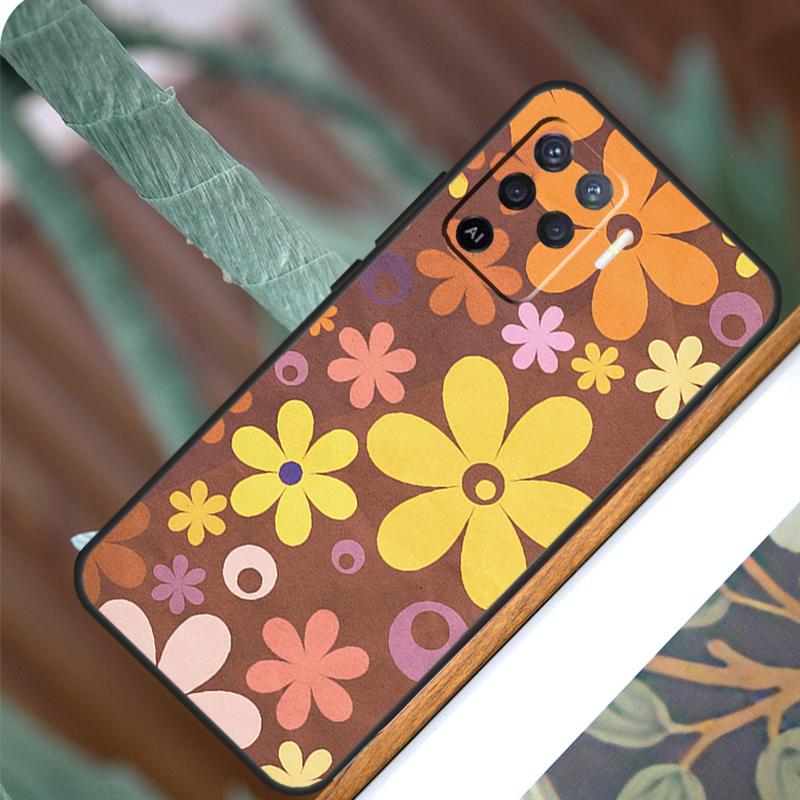 Groovy Flowers Hippie Bohemian For OPPO A53S A57S A54S A38 A78 A58 A79 A15 A17 A77 A16 A76 A96 A52 A72 A5 A9 A94 A74 Case