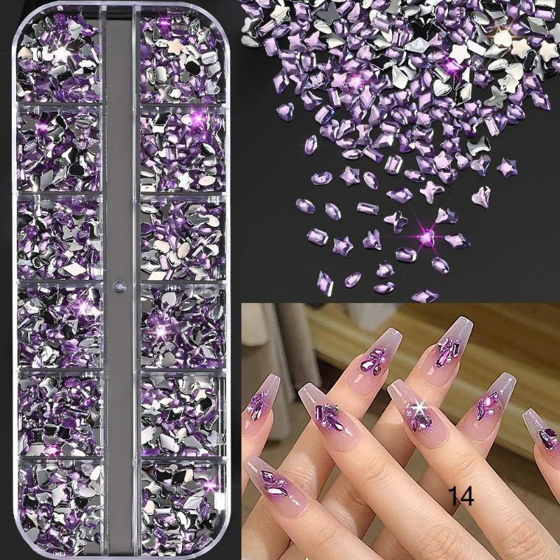 Mix 3D Flatback Nail  12 Grids Mini  Diamonds For Nail Art Glitter Charm Decorative Diy Manicure Art Accessor