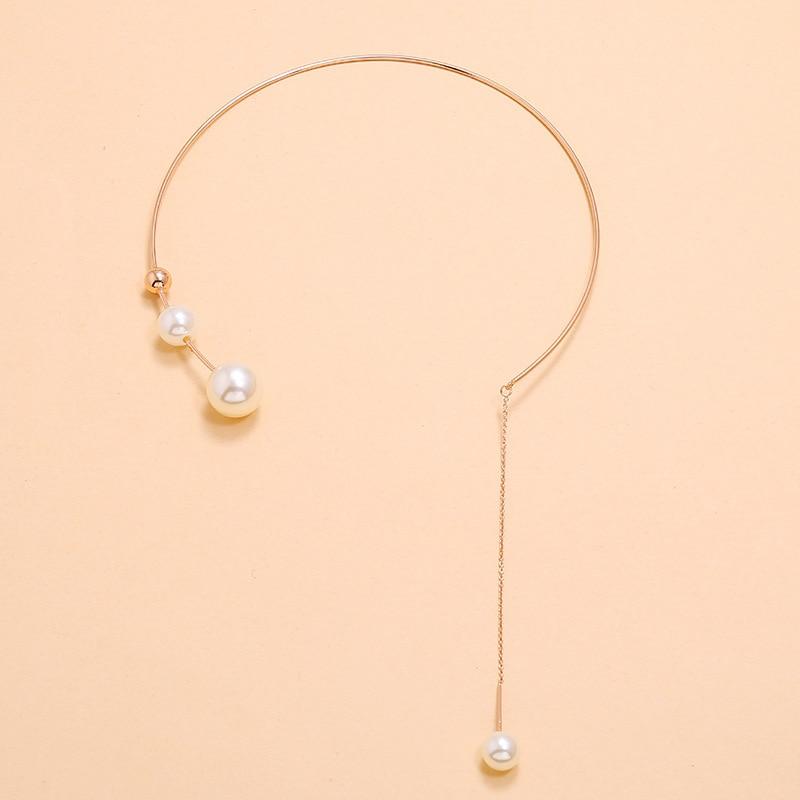 Elegant Big White Imitation Pearl Choker Necklace Clavicle Chain Fashion Necklace For Women Wedding Jewelry Collar  New