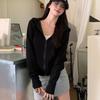 Gray Zipper Hooded Sweatshirt Women Slim Fit Cardigan Long Sleeve Coat Solid Pockets Sports Hoodies Jacket