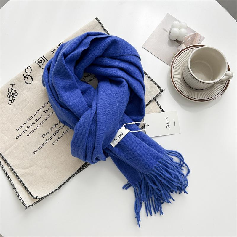 Kašmírový šátek na ruku, podzimní a zimní, jednobarevný, dámský, tlustý střapec, jednoduchý a všestranný, měkký a teplý, imitace kašmíru