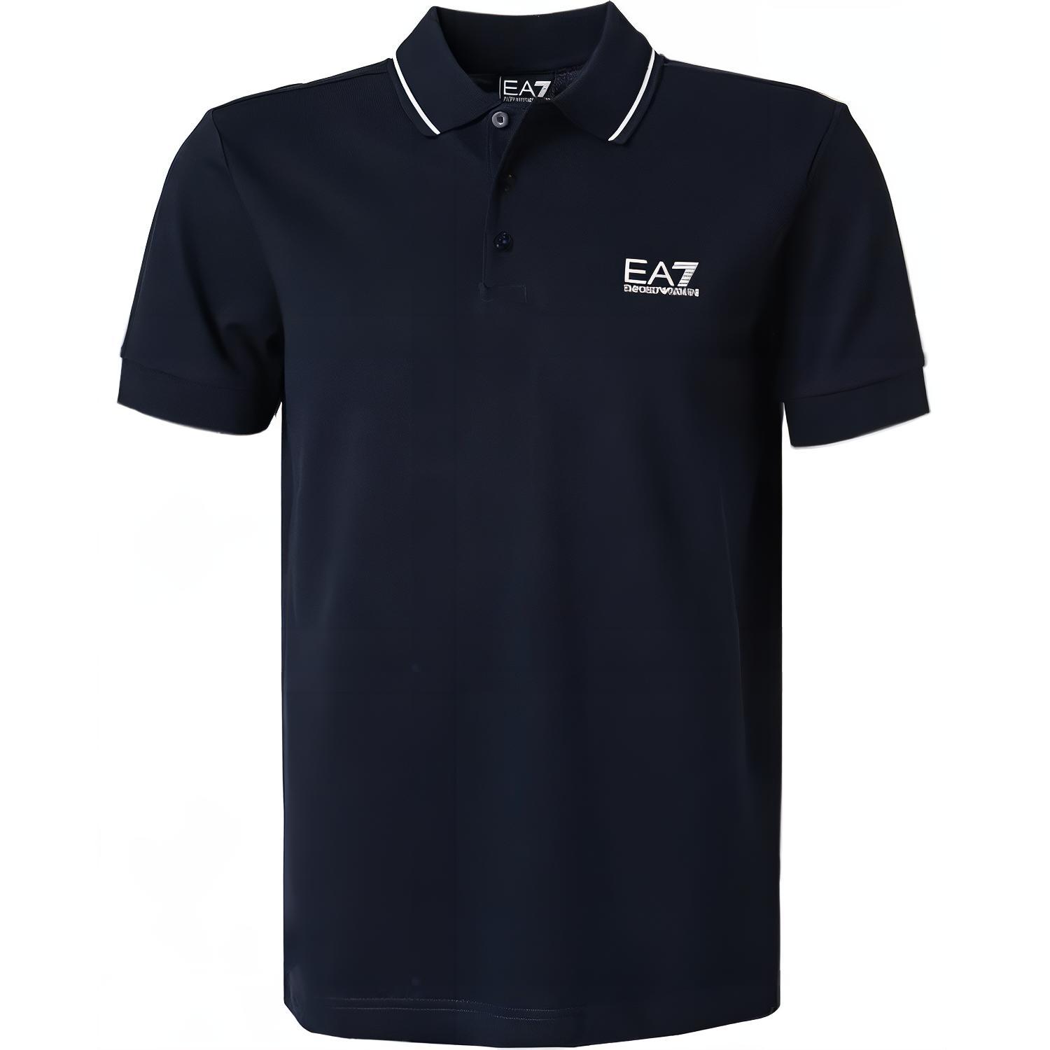 Emporio Armani Мужская футболка-поло EA7 с вышитым логотипом, однотонная, черная 8NPF16-PJVUZ-1562 L