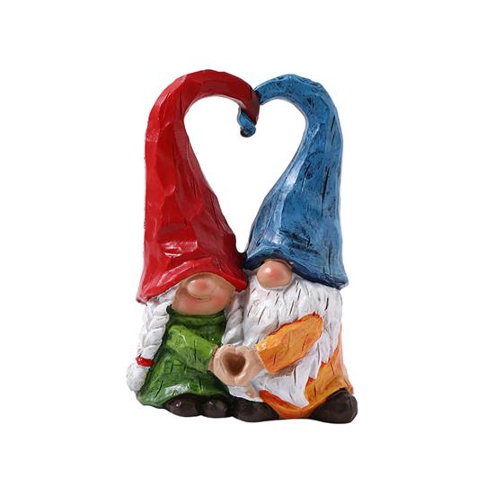Couple Gnome Ornament Love Heart Kissing Faceless Dwarf Statue Resin Sculpture Home Office Desktop Decoration Ornament