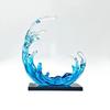 Feng Shui Wealth Energy Water Wave with Purple Pearl Resin Home Decorational Office(Including Display Base)