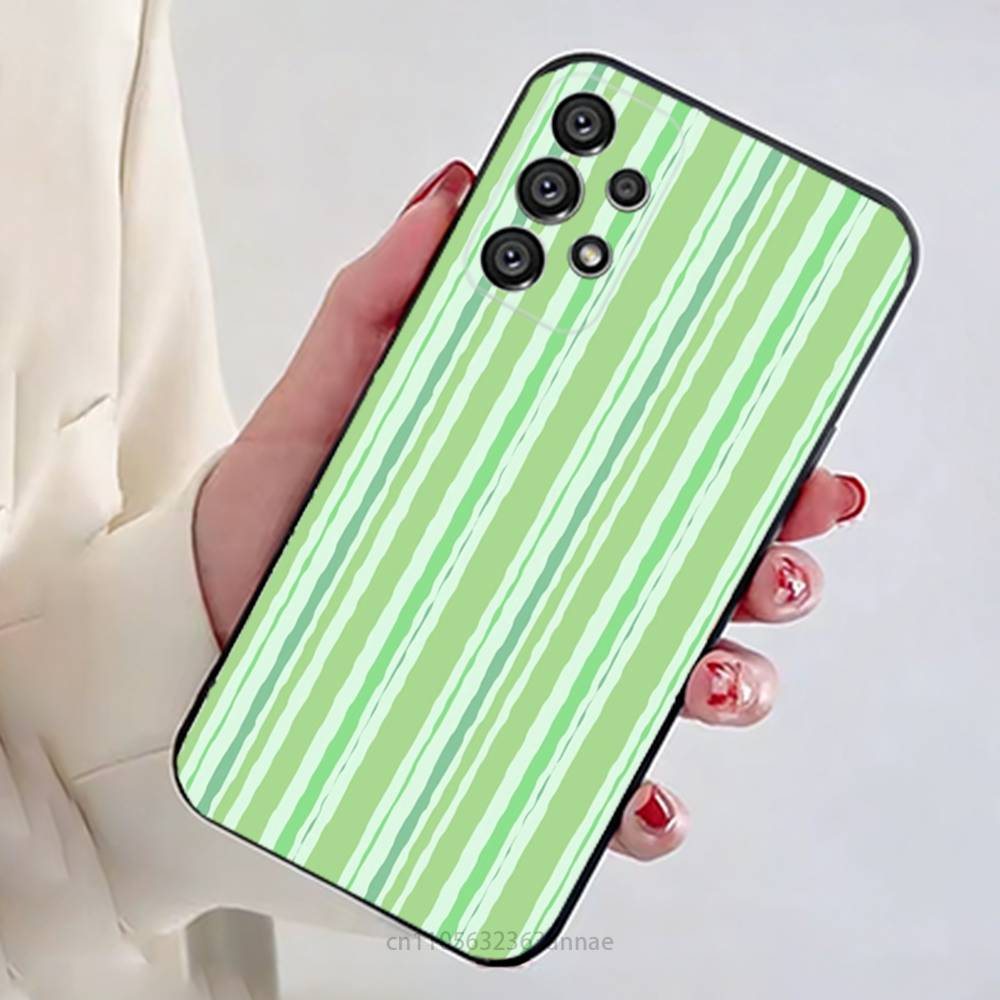 Colorful Striped Minimalist INS Couple Phone Case For Samsung Galaxy A13,21s,22,31,32,52,53,71,80,A91 Soft Black Shell