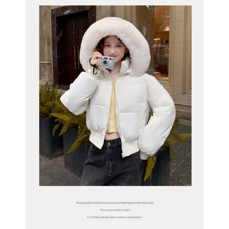 Women S Short Loose Thick Cotton Padded Coat With Detachable Fur Collar