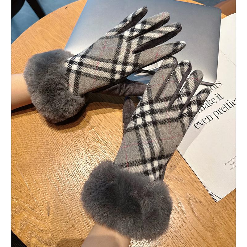 Warm gloves for women can be windproof and cold-proof driving thickened British wind gloves серый