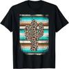 Funny Leopard Cactus Serape Cactus Print Turquoise Brown T-Shirt