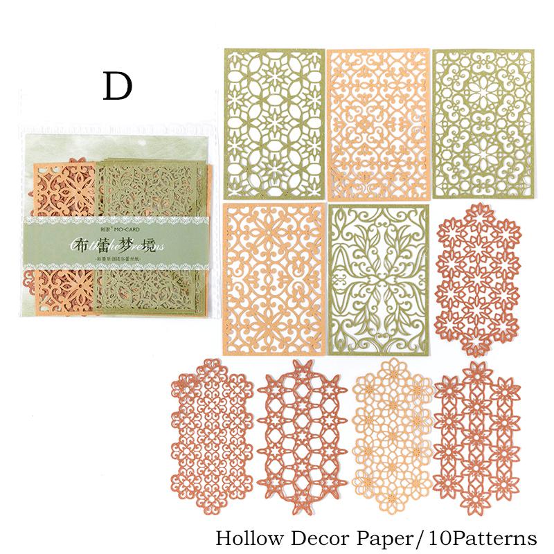 Journamm 10pcs/pack Vintage Cutout Lace Craft Paper Collage Junk Journal DIY Hollow Out Scrapbook Supplies Decor Materials Paper