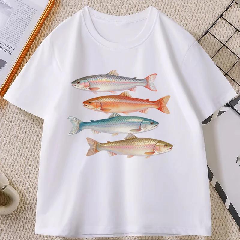 Retro Fisch Freizeit Outdoor Grafik T-Shirt Vintage Angeln Bequemes Oberteil Angler T-Shirt Unisex Kurzarm T-Shirt Trendiges T-Shirt