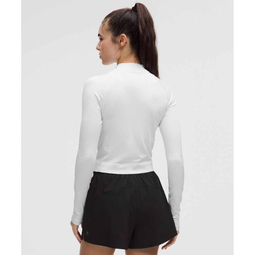 Lululemon Rest Less Cropped Half Zip Colour Rib White White