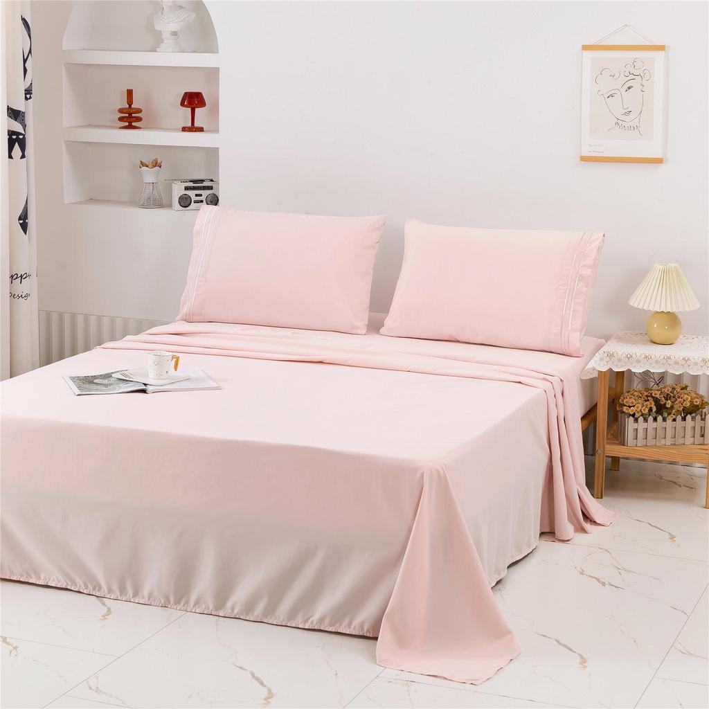 Weiou Embroidered Solid Color Four-Piece Bedding Set