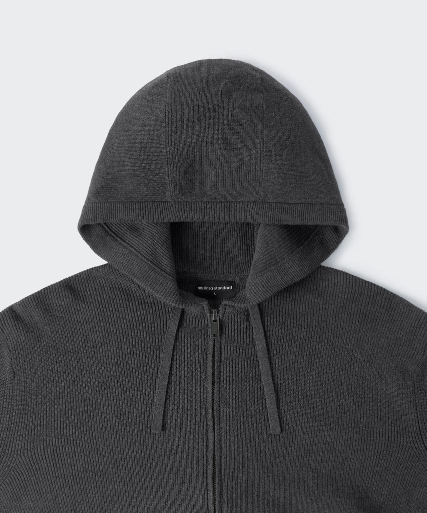 MUSINSA STANDARD Washable Supima Cotton Knit Hooded Zip-Up [Medium Grey]
