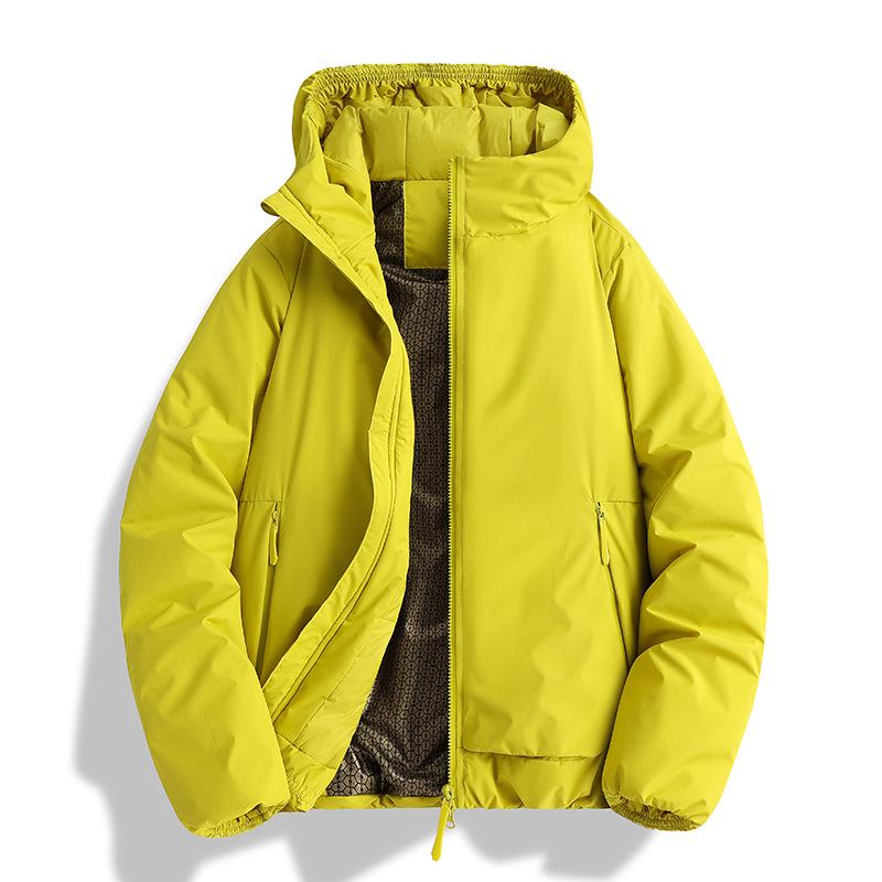 Men's Winter Solid Color Hooded Puffer Jacket - American Trendy Brand: New Arrival, Warm, Thick, Loose Fit