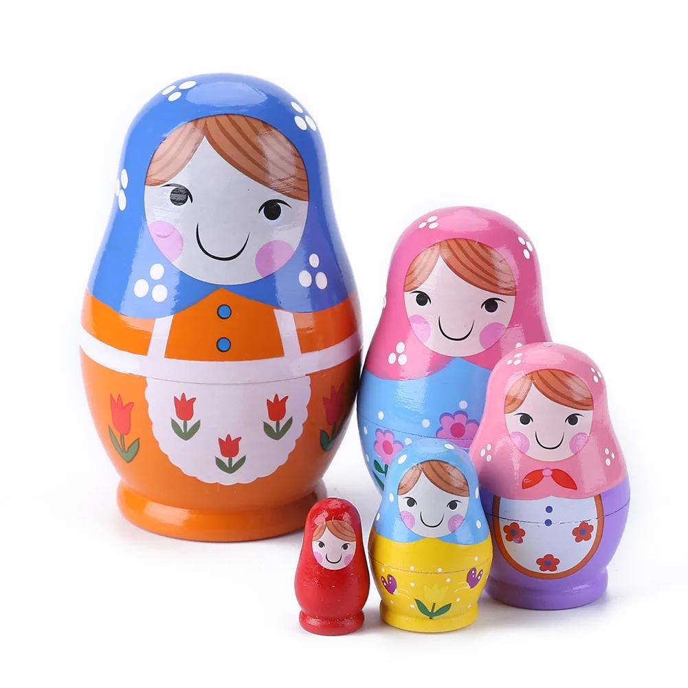 Wood Russian Nesting Dolls Matryoshka Dolls Babushka Hand Paint Best Wishes Kids Christmas New Year Gift Children's Day Gifts