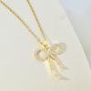 Design Bow Necklace Women'S Simple High-End Versatile Micro-Inlaid Pendant Exquisite Collarbone Chain