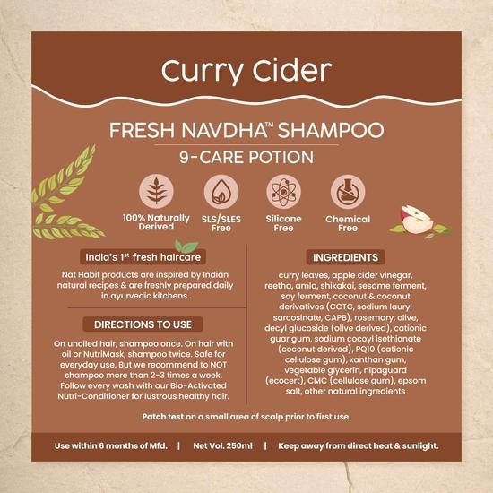 Nat Habit Curry Cider Shampoo and Conditioner for Women & Men, Soft and Shiny Hair, Sulphate Free Hydration Kit