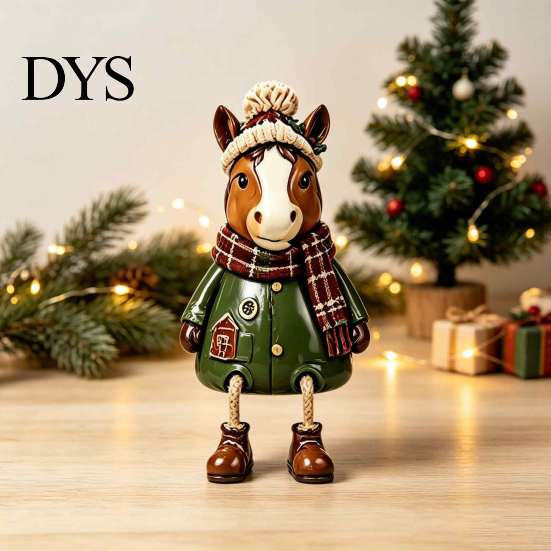 Unique Holiday Gift for Family Christmas Shelf Sitter Figurines, Retro Farm Animal Hanging Leg Decor, Farmhouse Style Decor Ornaments Mantel Tabletop