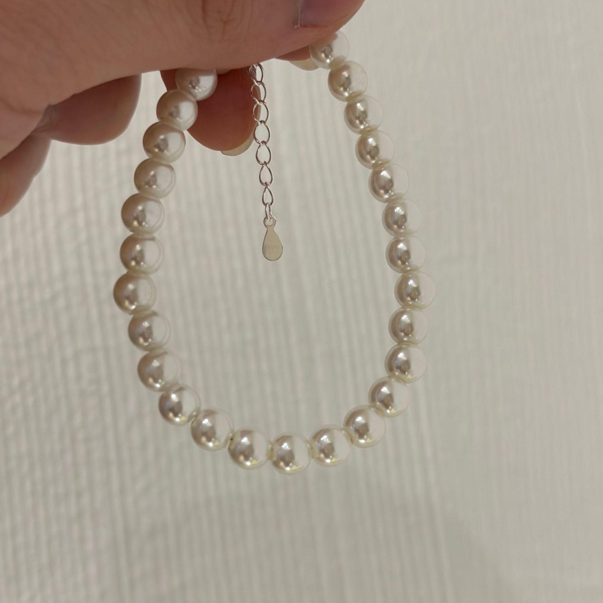 French Retro Faux Pearl  Sterling Silver Bracelet - Elegant  Versatile Accessories 925 Sterling Silver